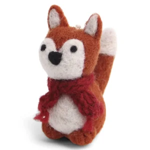 En Gry & Sif fox with red scarf felt fox