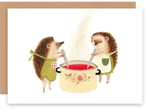 Greeting Card - Hedgehog Making Jam