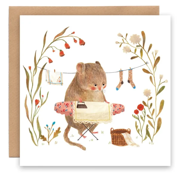 Greeting Card - Housework Mouse