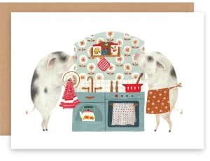 Greeting Card - Kitchen Piggies