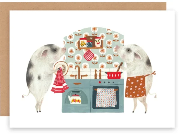 Greeting Card - Kitchen Piggies