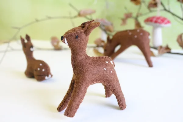 Handmade little felt fawn - standing