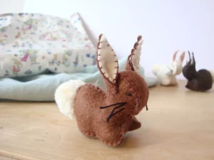 Handmade little felt rabbit - brown