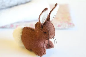 Handmade little felt rabbit - brown