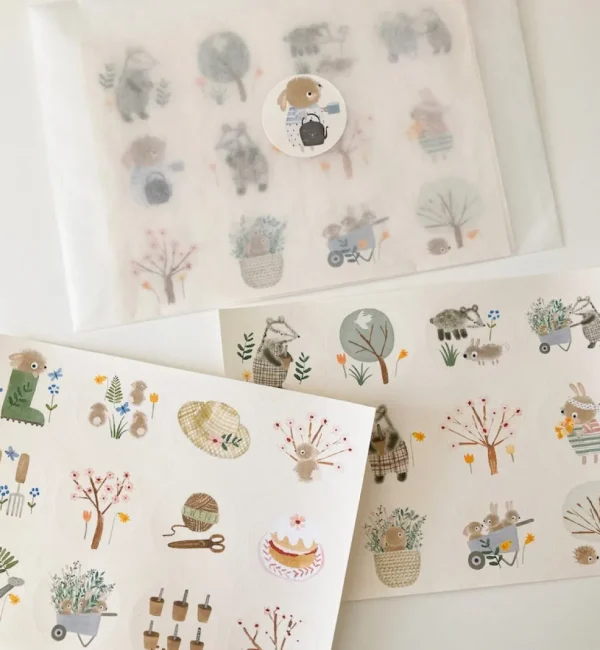 Handmade Paper Stickers - Spring