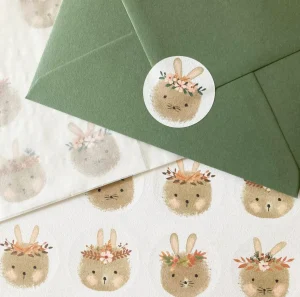 Handmade Paper Stickers - Bunny Heads