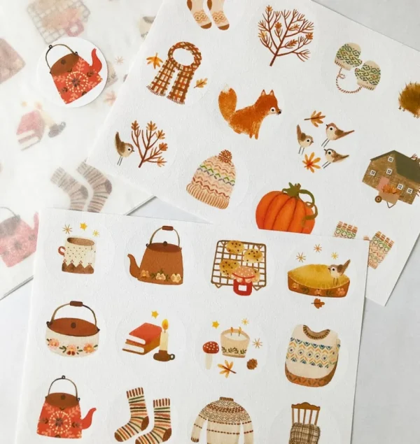 Handmade Paper Stickers - Autumn