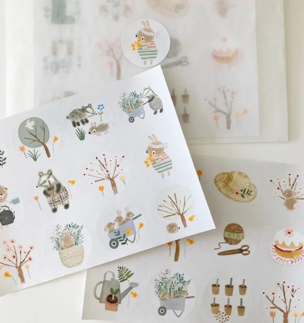 Handmade Paper Stickers - Spring