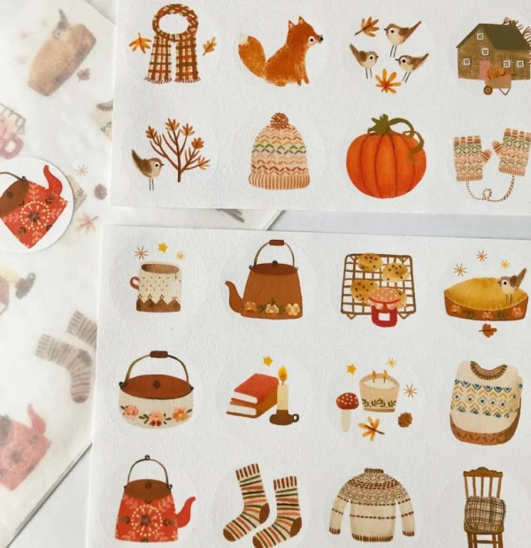 Handmade Paper Stickers - Autumn