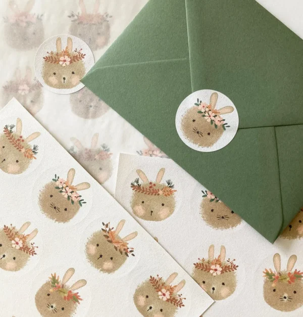 Handmade Paper Stickers - Bunny Heads