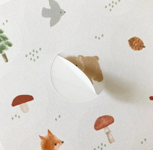 Handmade Paper stickers - White Woodland