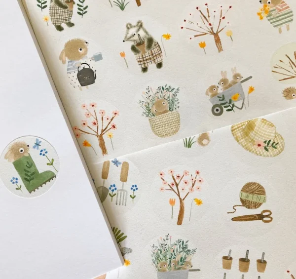 Handmade Paper Stickers - Spring