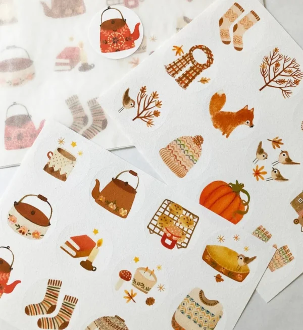 Handmade Paper Stickers - Autumn