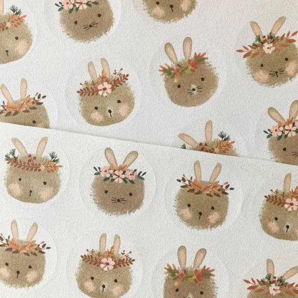 Handmade Paper Stickers - Bunny Heads