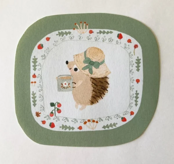 Handmade Paper Stickers - Hedgehog & Bunny