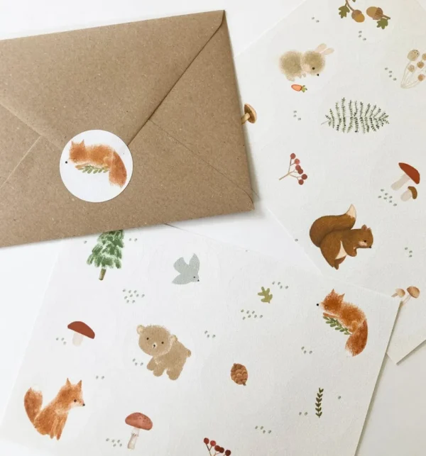 Handmade Paper stickers - White Woodland