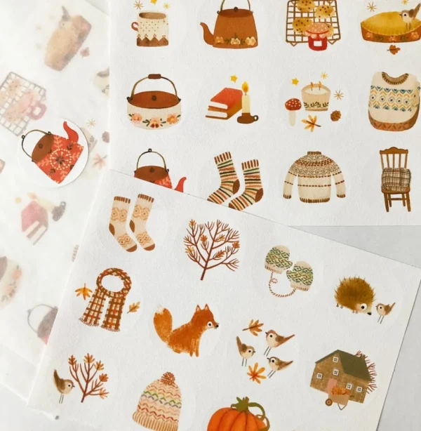 Handmade Paper Stickers - Autumn