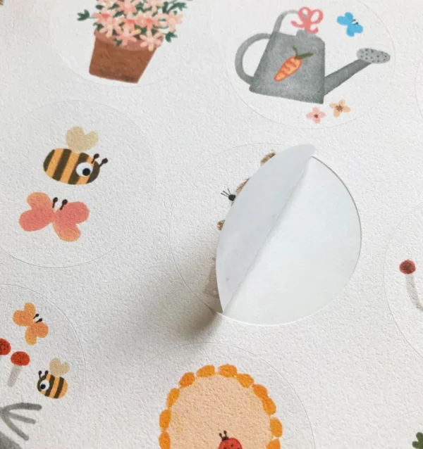 Handmade Paper Stickers - Gardening Bunnies