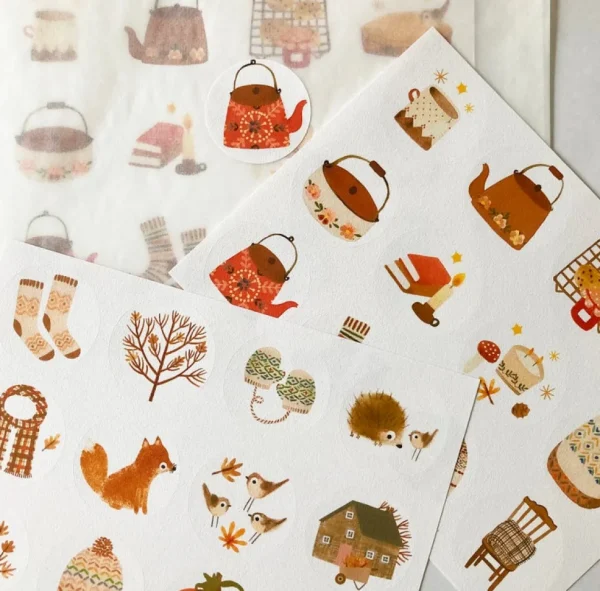 Handmade Paper Stickers - Autumn