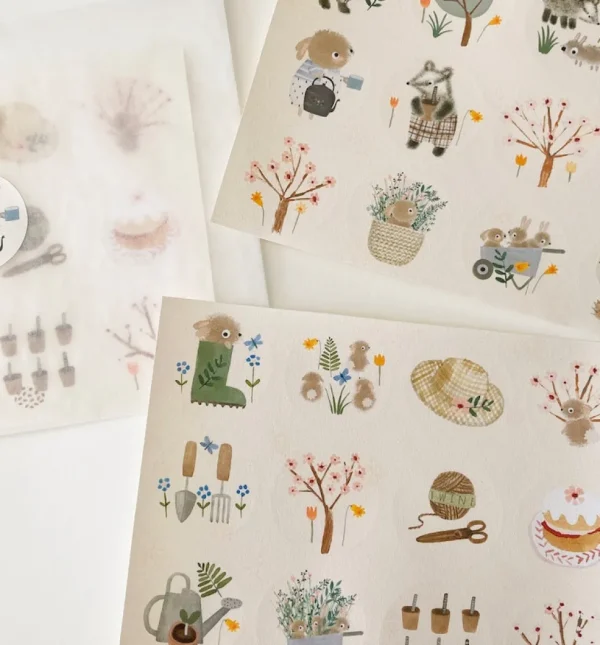 Handmade Paper Stickers - Spring