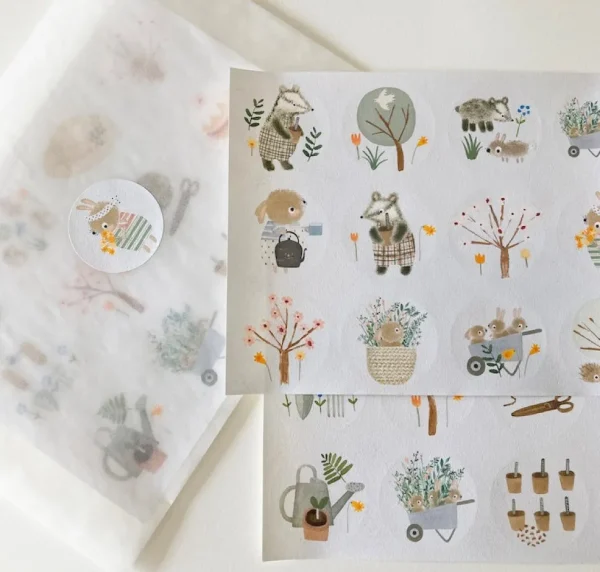 Handmade Paper Stickers - Spring