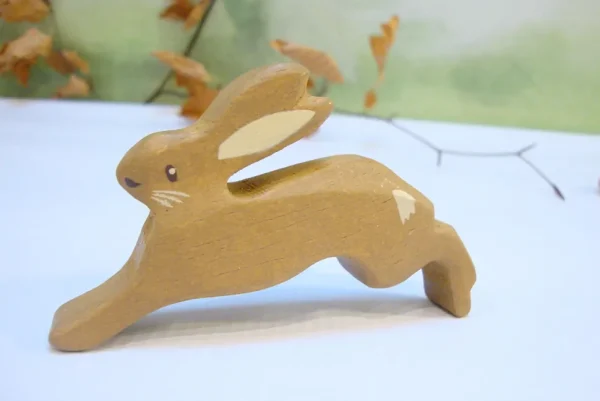 Little wooden woodland animal - leaping hare