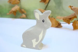 Little wooden woodland animal - grey rabbit