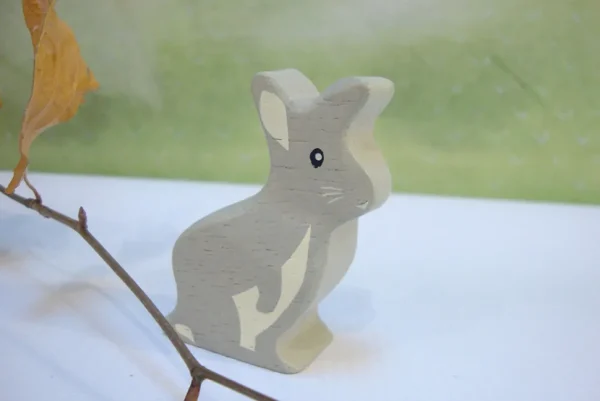 Little wooden woodland animal - grey rabbit