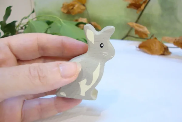 Little wooden woodland animal - grey rabbit