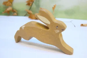 Little wooden woodland animal - leaping hare