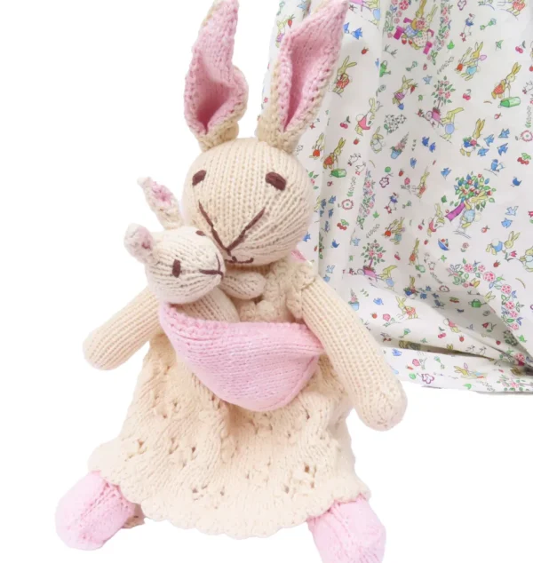 Mother Rabbit and Baby - hand knitted organic cotton