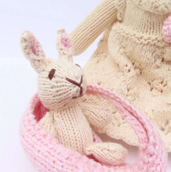 Mother Rabbit and Baby - hand knitted organic cotton