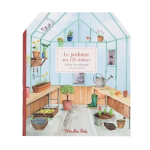 Moulin Roty colouring book & sticker book - greenhouse