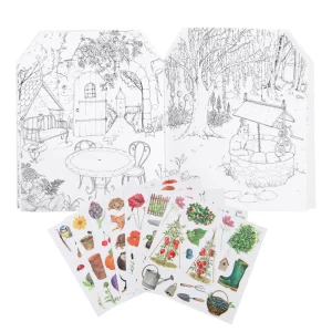 Moulin Roty colouring book & sticker book - greenhouse