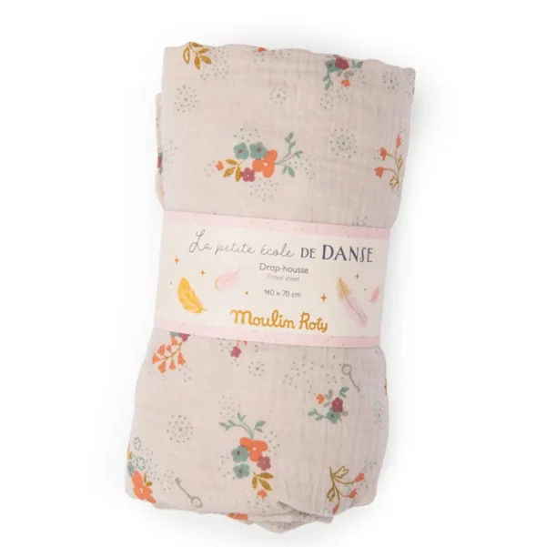 Moulin Roty Floral Fitted Cot Sheet 140 x 70cm