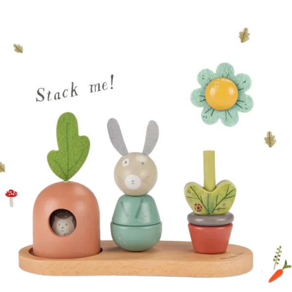 Moulin Roty Three Rabbits Wooden Stacking Toy