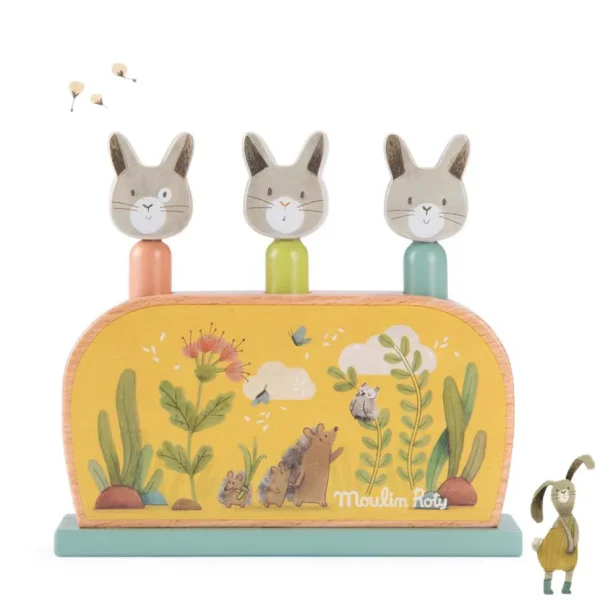 Moulin Roty Three Rabbits Wooden Pop-up Toy