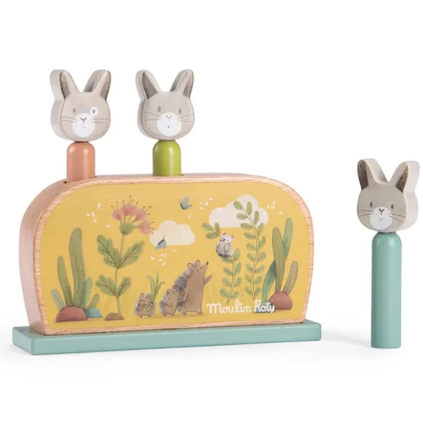 Moulin Roty Three Rabbits Wooden Pop-up Toy