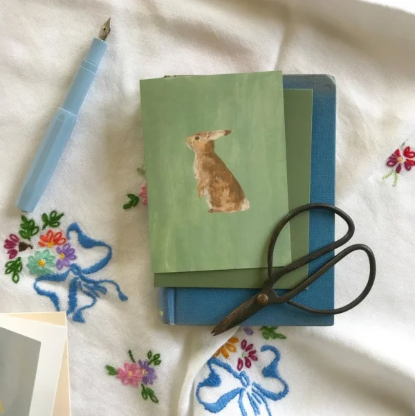 Petite bunny card - green