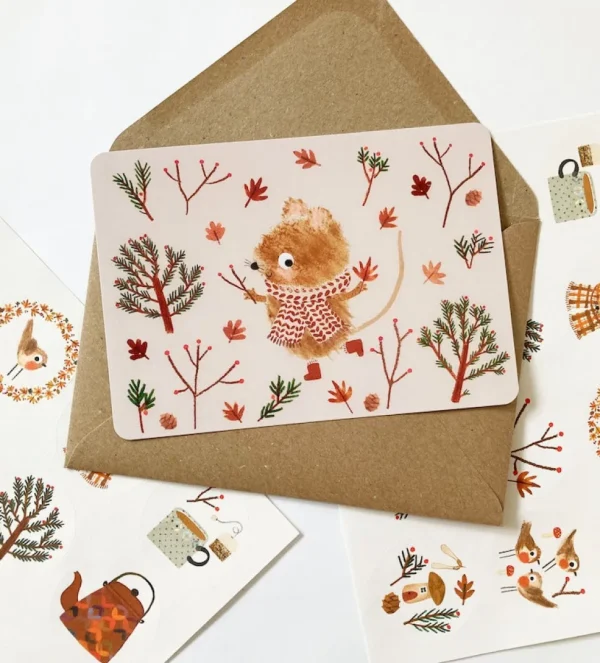 Postcard & Envelope - Harvest Mouse