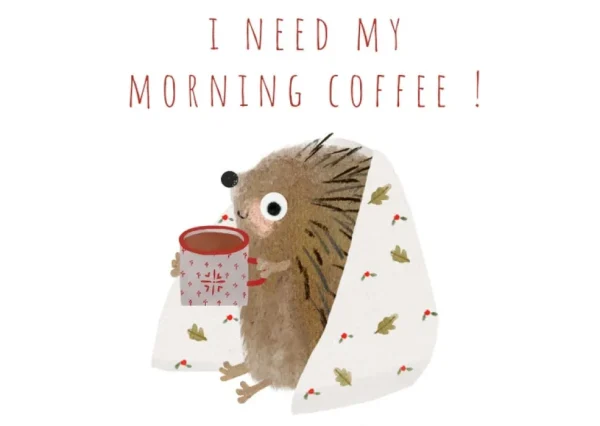 Postcard & Envelope - Hedgehog & Morning Coffee