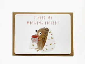 Postcard & Envelope - Hedgehog & Morning Coffee