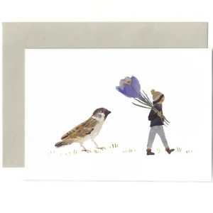 Sparrow and Crocus Card